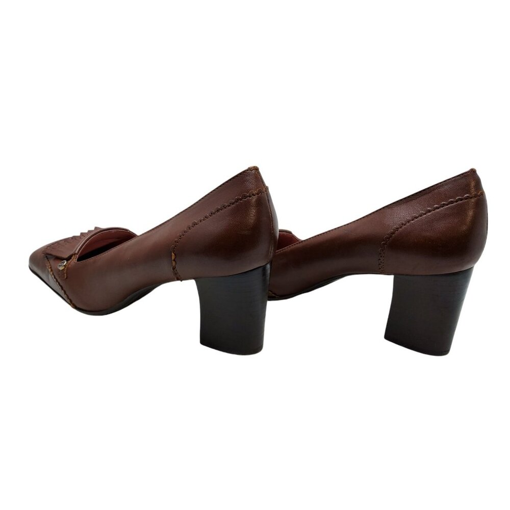 vintage 1990s etianne aigner eysabel brown leather 2.5" chunky heel pumps - Picture 6 of 9